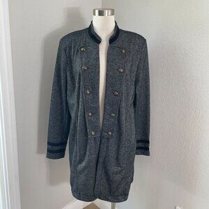 Tommy Hilfiger Womens XL Military Style Coat Gray Band Jacket Mid Length
